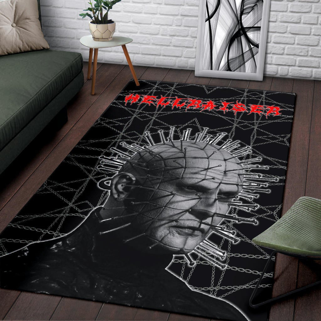 Horror Movie Hellraiser Pin Head Fire Circle Chains Background Area Rug Home Decor