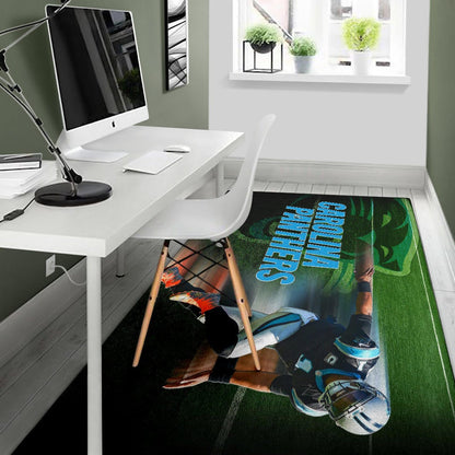 Carolina Panthers American Football Cam Newton Running Lightning Speed Area Rug Home Decor