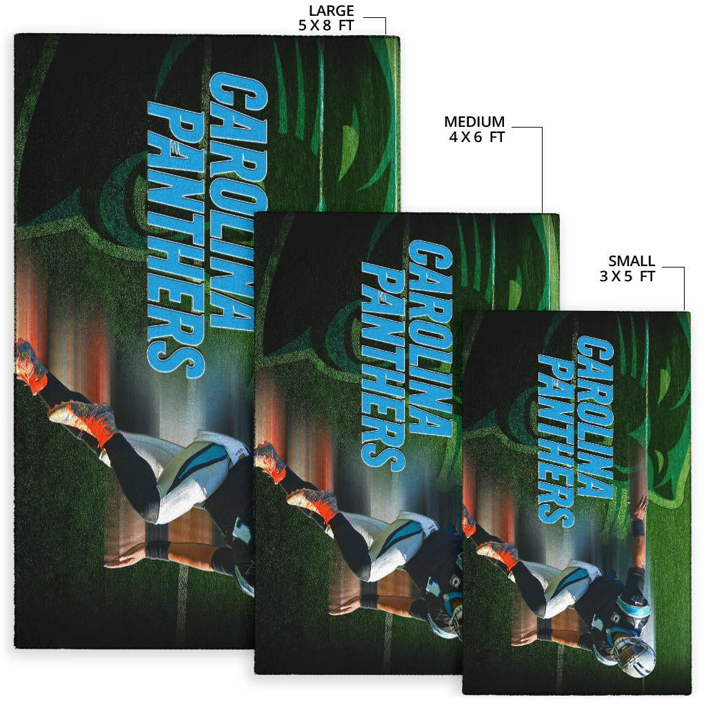 Carolina Panthers American Football Cam Newton Running Lightning Speed Area Rug Home Decor