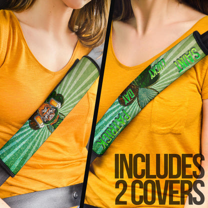 Saint Patrick's Leprechauns Beers Shamrock Spiral Green White Seat Belt Covers
