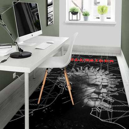 Horror Movie Hellraiser Pin Head Fire Circle Chains Background Area Rug Home Decor