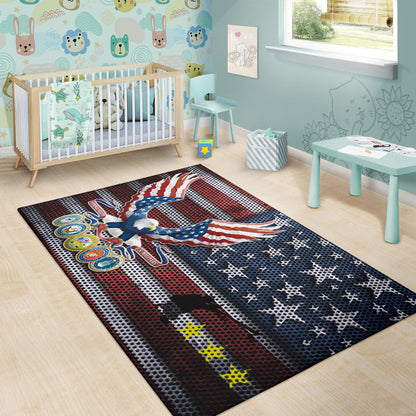 US Independence Day Bald Eagle Grab US Military Medal Area Rug Home Decor