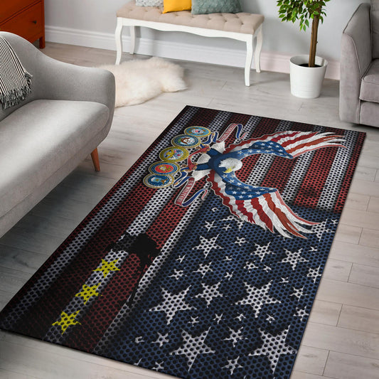 US Independence Day Bald Eagle Grab US Military Medal Area Rug Home Decor