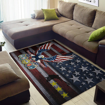 US Independence Day Bald Eagle Grab US Military Medal Area Rug Home Decor