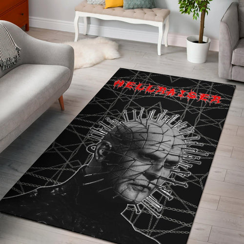 Horror Movie Hellraiser Pin Head Fire Circle Chains Background Area Rug Home Decor