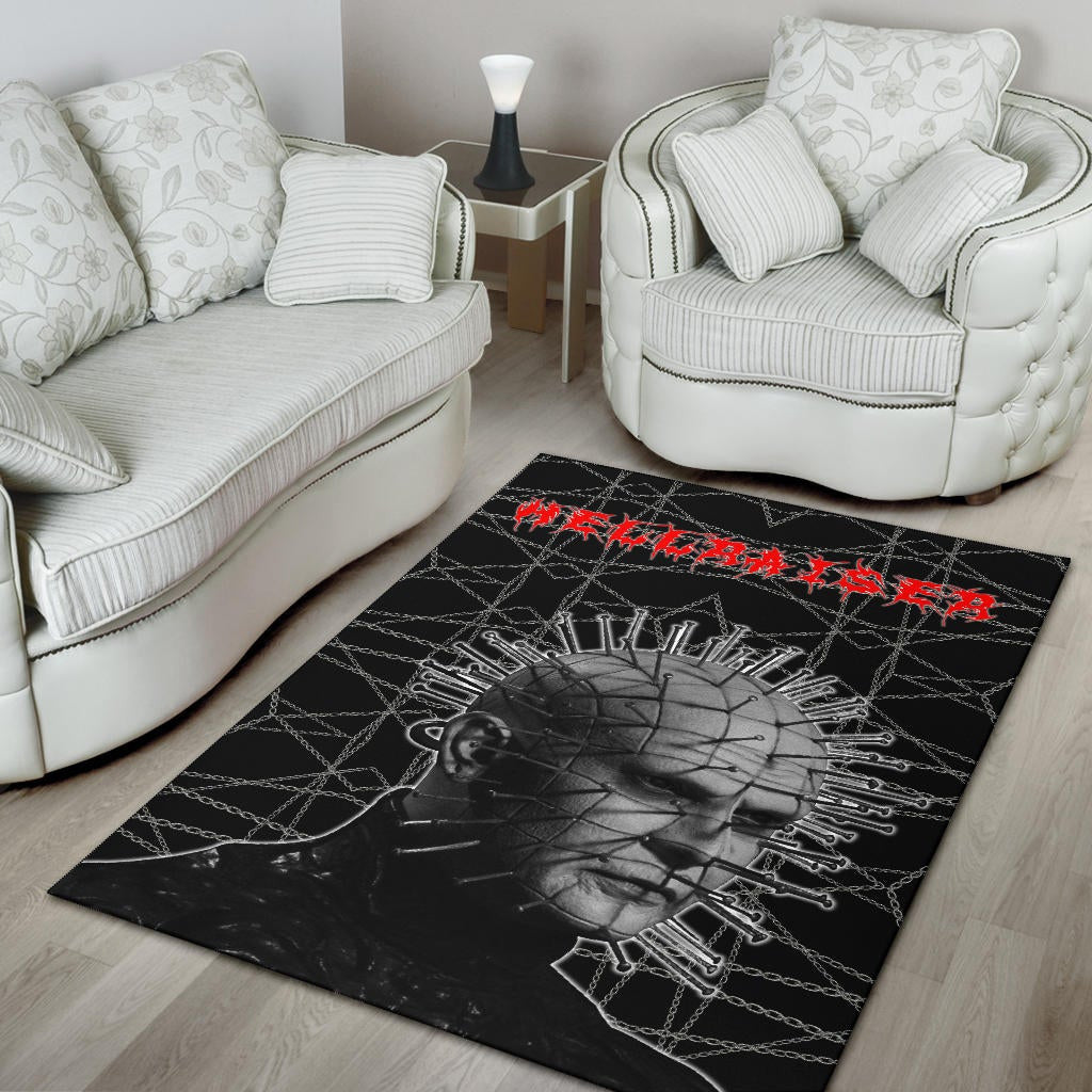 Horror Movie Hellraiser Pin Head Fire Circle Chains Background Area Rug Home Decor