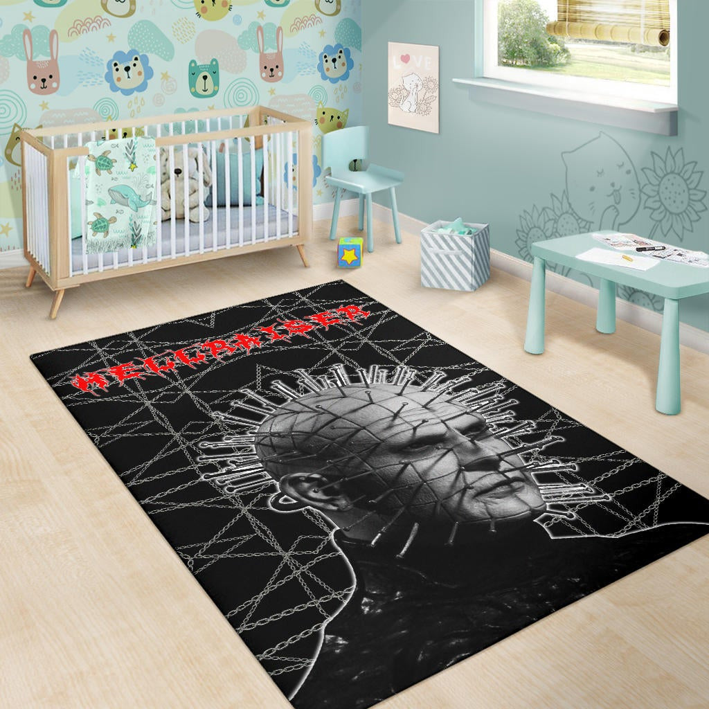 Horror Movie Hellraiser Pin Head Fire Circle Chains Background Area Rug Home Decor