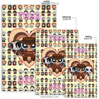 Horror Movie Powerpuff Girls Cosplay Horror Villains Chibi Patterns Area Rug Home Decor