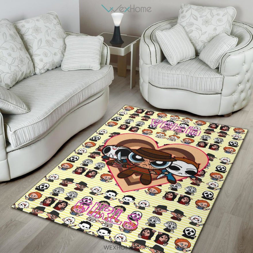 Horror Movie Powerpuff Girls Cosplay Horror Villains Chibi Patterns Area Rug Home Decor