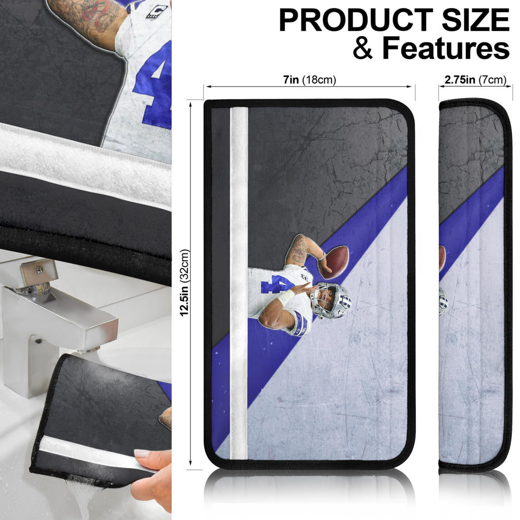 Dallas Football Cowboys American Player 4 Throwing Rugby Ball Seat Belt Covers