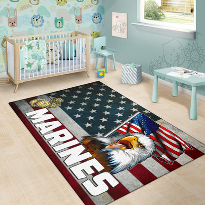 US Independence Day Bald Eagle Marines US Flag Area Rug Home Decor
