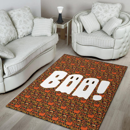 Boo!! Halloween Pumpkin Doodle Patterns Area Rug Home Decor