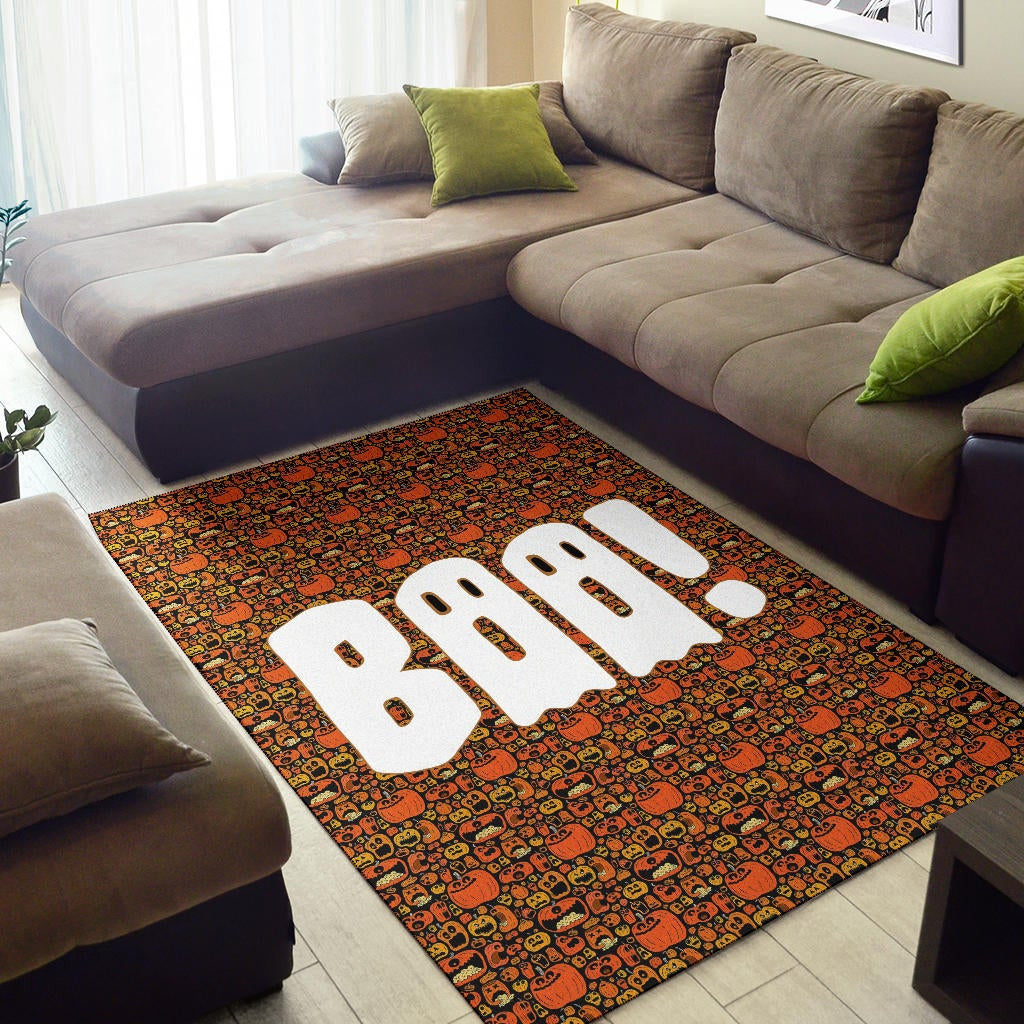 Boo!! Halloween Pumpkin Doodle Patterns Area Rug Home Decor