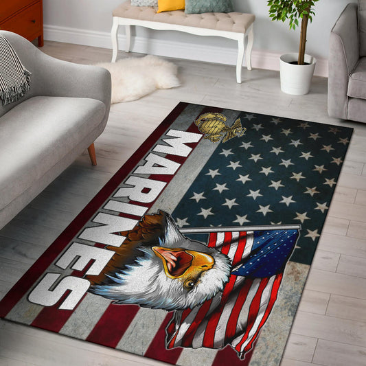 US Independence Day Bald Eagle Marines US Flag Area Rug Home Decor