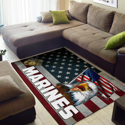 US Independence Day Bald Eagle Marines US Flag Area Rug Home Decor