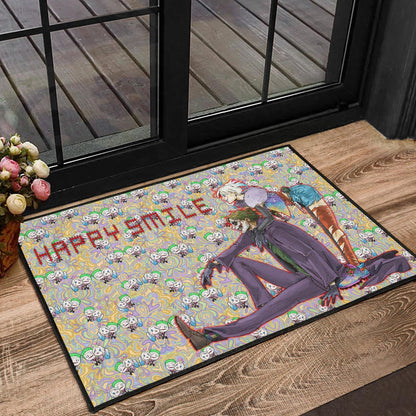 Horror Movie Joker And Harley Quinn Happy Smile Chibi Patterns Door Mat Home Decor