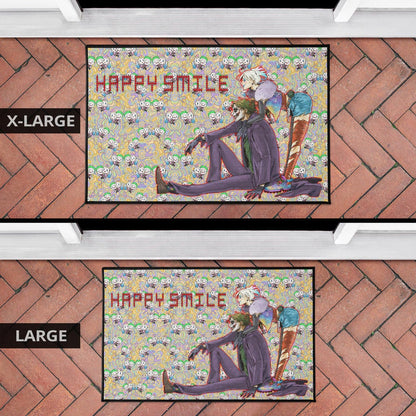 Horror Movie Joker And Harley Quinn Happy Smile Chibi Patterns Door Mat Home Decor