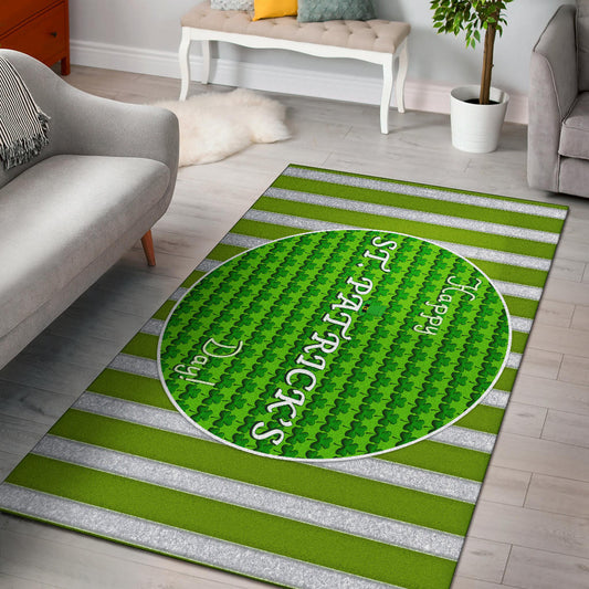 Saint Patrick's Happy St. Patrick Shamrock Patterns Green White Area Rug Home Decor