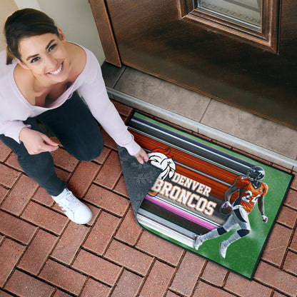 Denver American Football Broncos Bailey 24 Grab Rugby Ball Looking Back Door Mat Home Decor