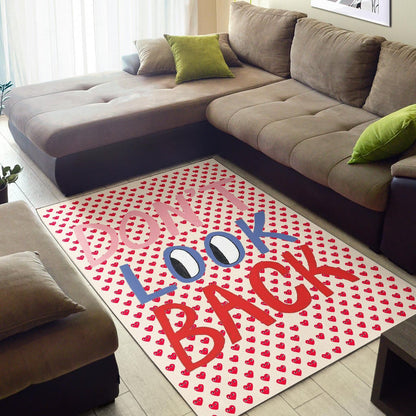 Don't Look Back Red Heart Patterns Area Rug Home Decor
