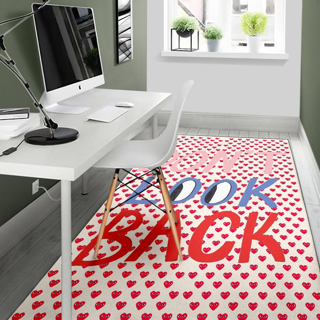 Don't Look Back Red Heart Patterns Area Rug Home Decor