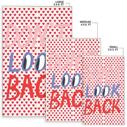 Don't Look Back Red Heart Patterns Area Rug Home Decor