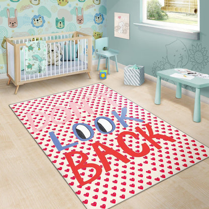 Don't Look Back Red Heart Patterns Area Rug Home Decor