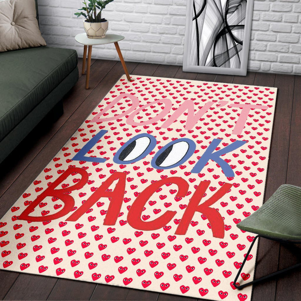 Don't Look Back Red Heart Patterns Area Rug Home Decor