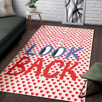 Don't Look Back Red Heart Patterns Area Rug Home Decor