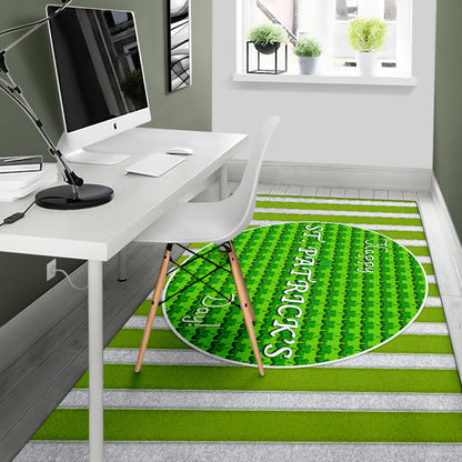 Saint Patrick's Happy St. Patrick Shamrock Patterns Green White Area Rug Home Decor