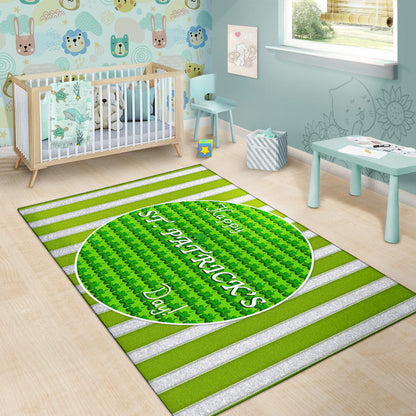 Saint Patrick's Happy St. Patrick Shamrock Patterns Green White Area Rug Home Decor