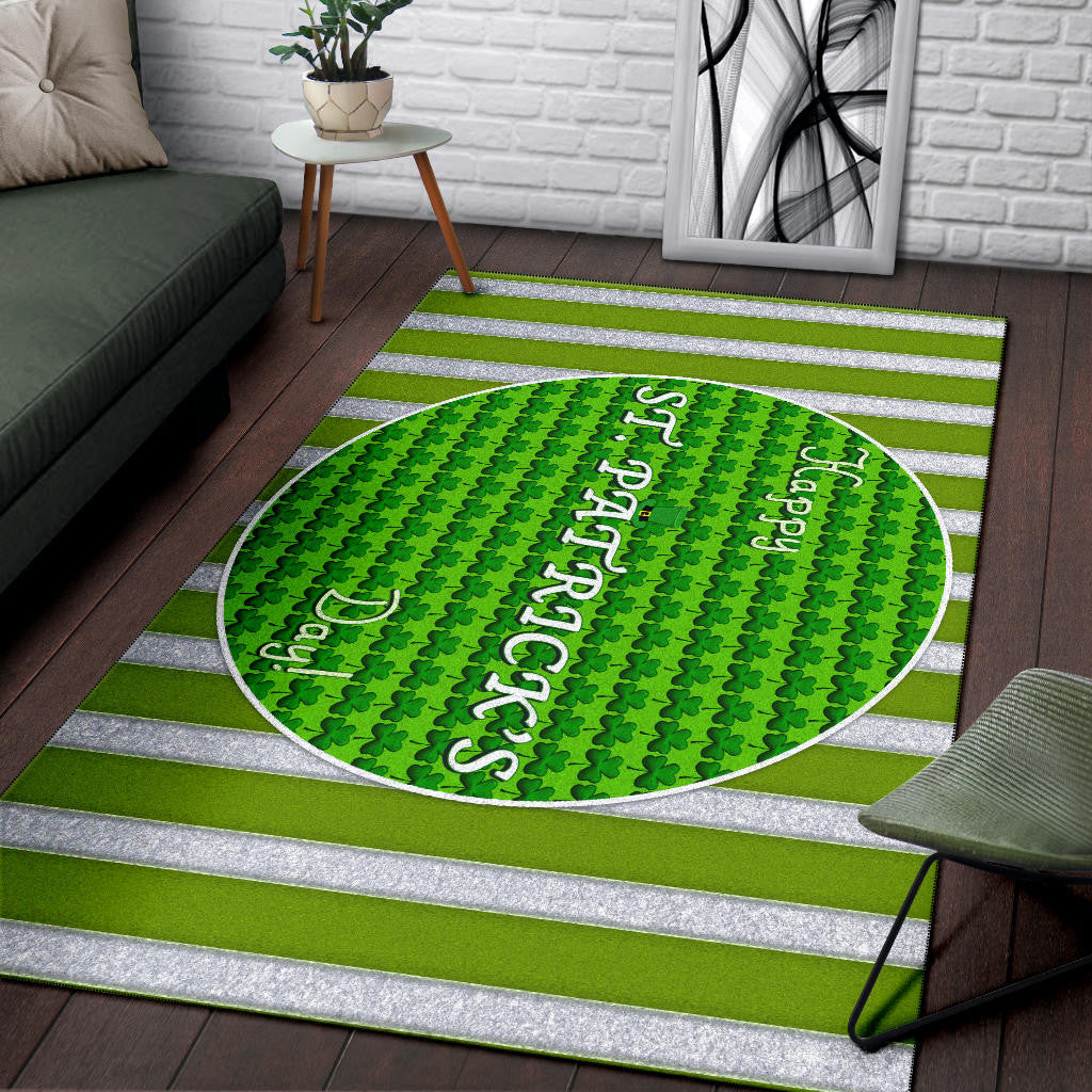 Saint Patrick's Happy St. Patrick Shamrock Patterns Green White Area Rug Home Decor