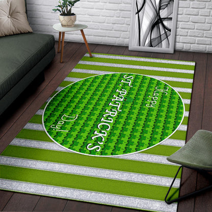 Saint Patrick's Happy St. Patrick Shamrock Patterns Green White Area Rug Home Decor