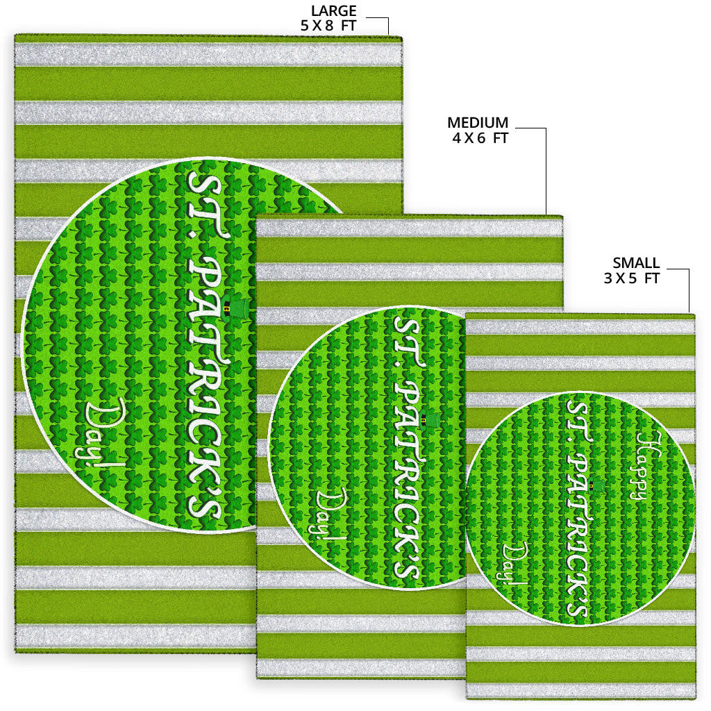 Saint Patrick's Happy St. Patrick Shamrock Patterns Green White Area Rug Home Decor