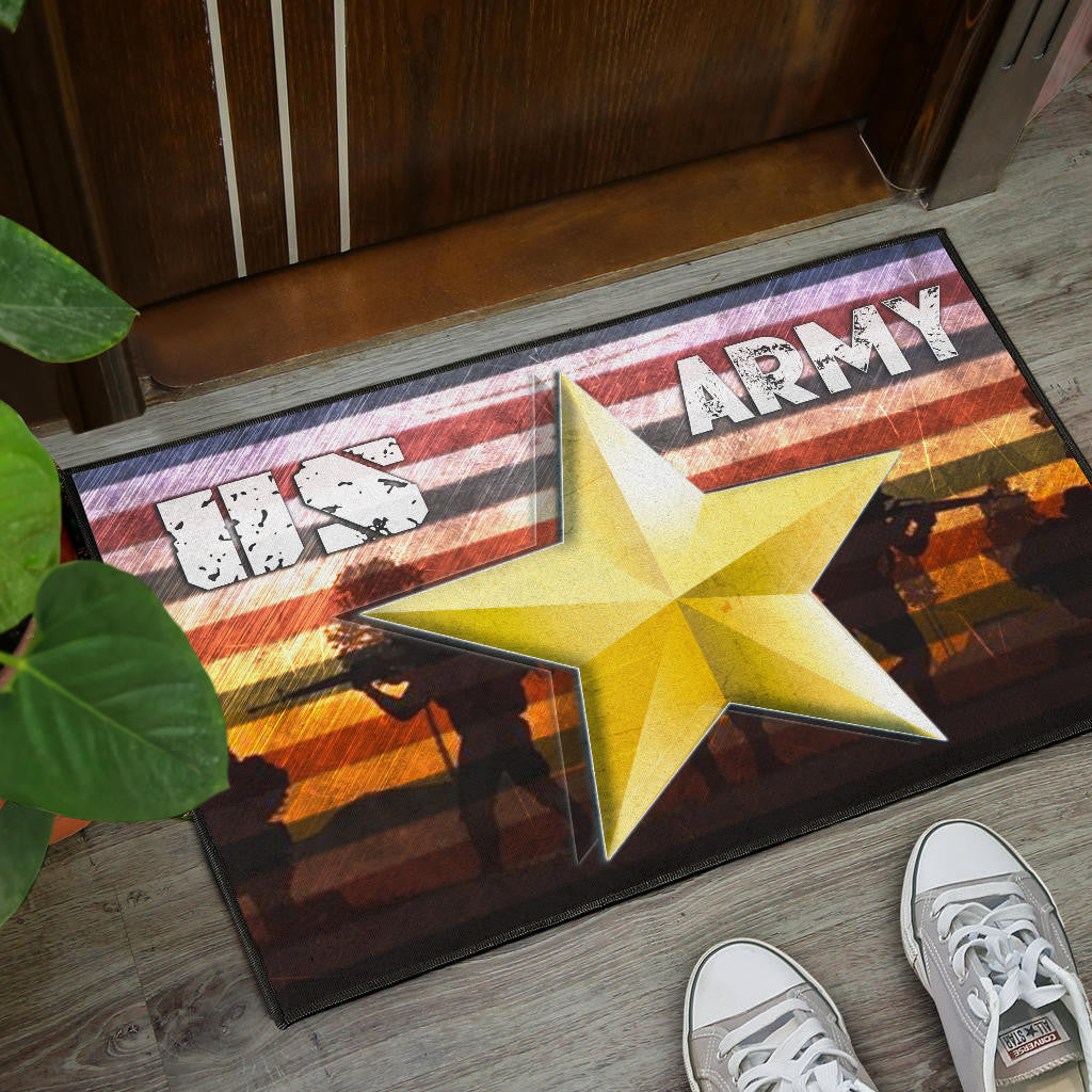 US Independence Day US Army In War Silhouette Yellow Star Door Mat Home Decor