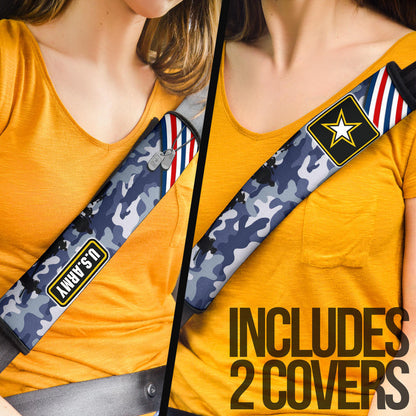US Independence Day US Army Silhouette Star Tags Seat Belt Covers