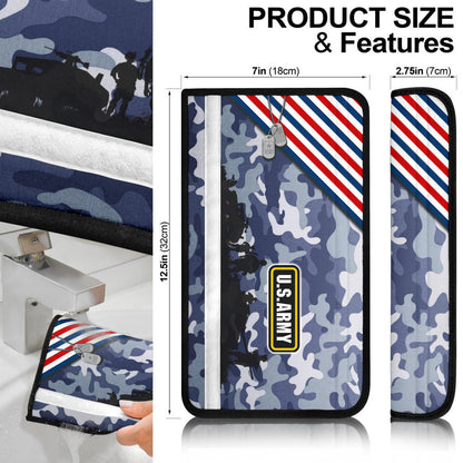 US Independence Day US Army Silhouette Star Tags Seat Belt Covers