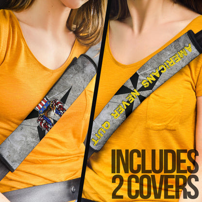 US Independence Day Americans Never Quit Eagle With Flag Seat Belt Covers