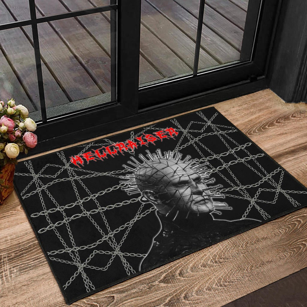 Horror Movie Hellraiser Pin Head Fire Circle Chains Background Door Mat Home Decor