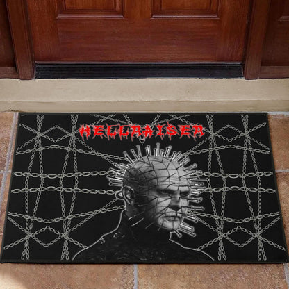 Horror Movie Hellraiser Pin Head Fire Circle Chains Background Door Mat Home Decor