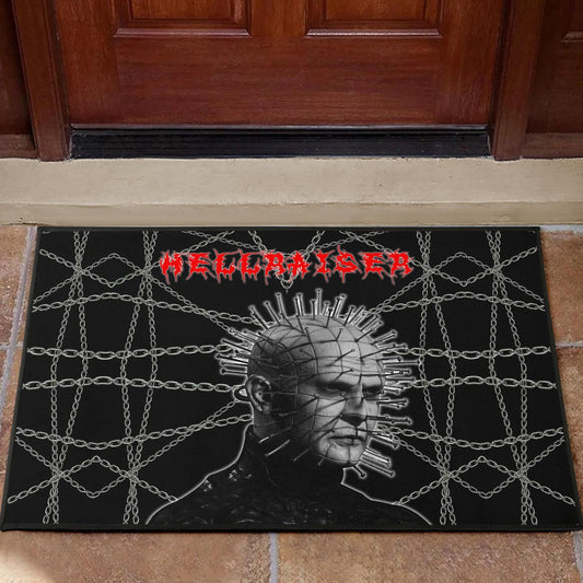 Horror Movie Hellraiser Pin Head Fire Circle Chains Background Door Mat Home Decor