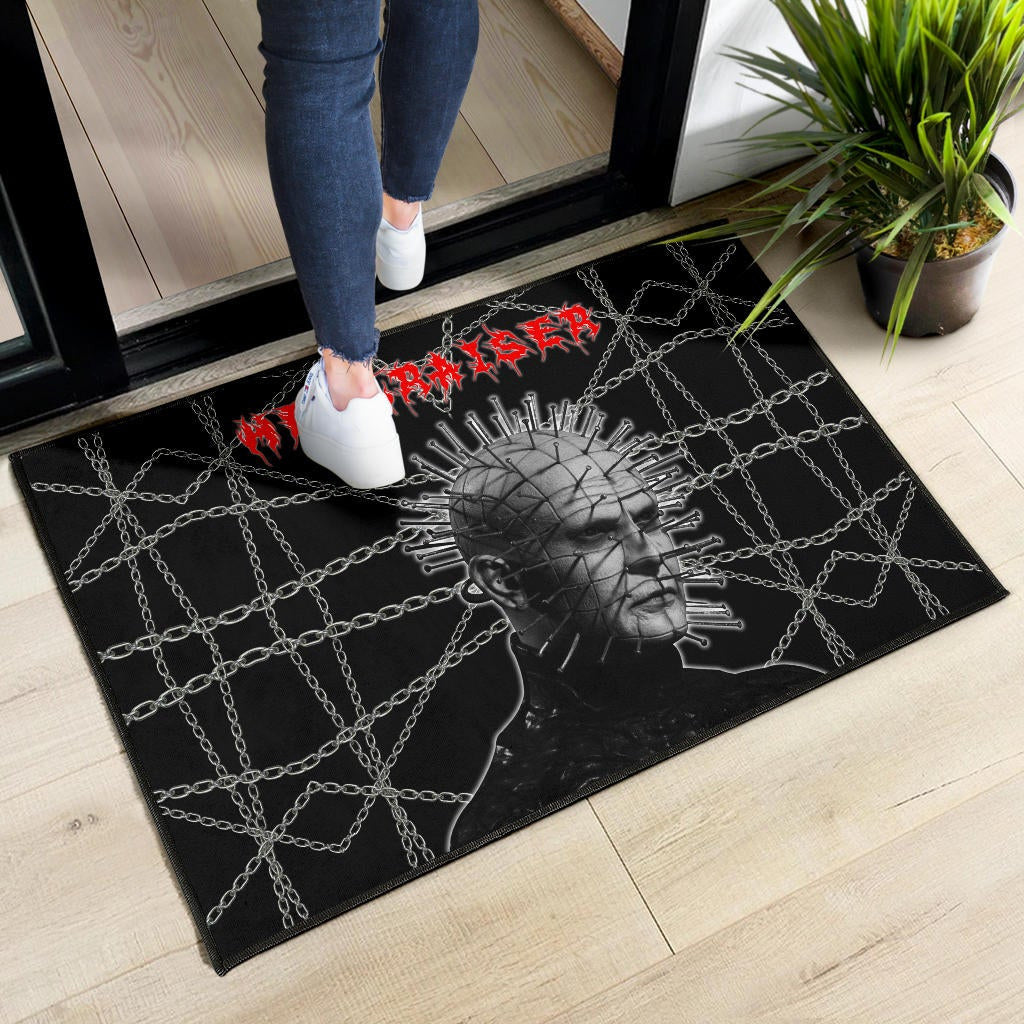 Horror Movie Hellraiser Pin Head Fire Circle Chains Background Door Mat Home Decor