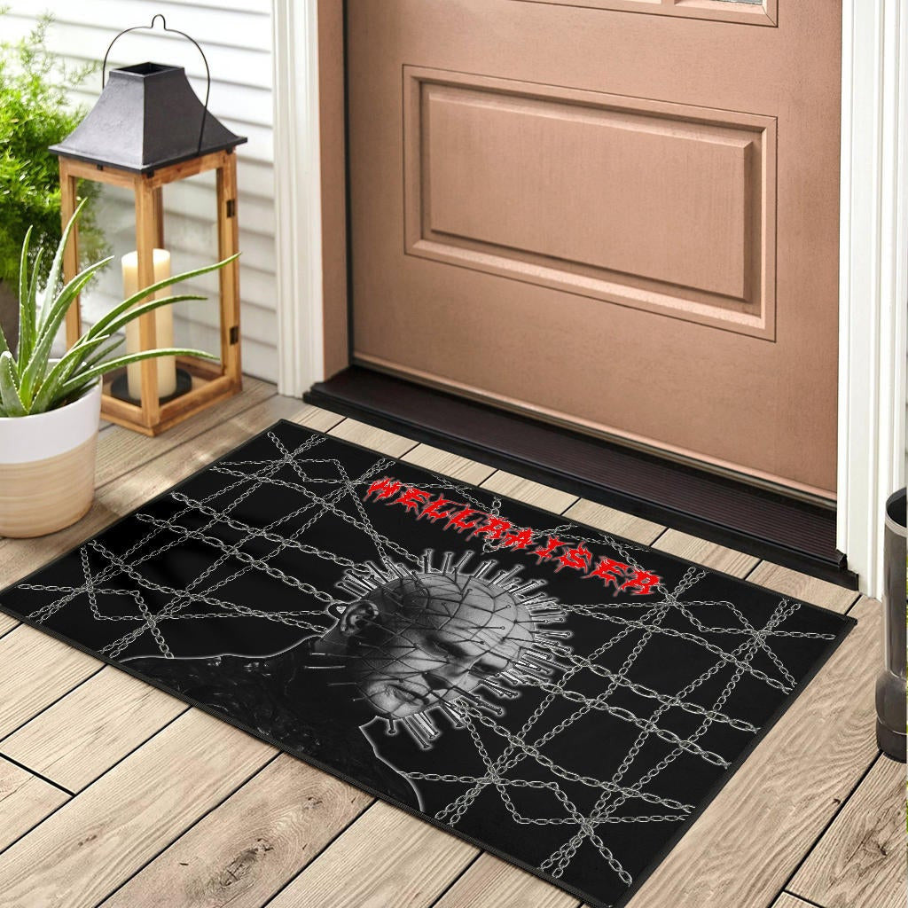 Horror Movie Hellraiser Pin Head Fire Circle Chains Background Door Mat Home Decor