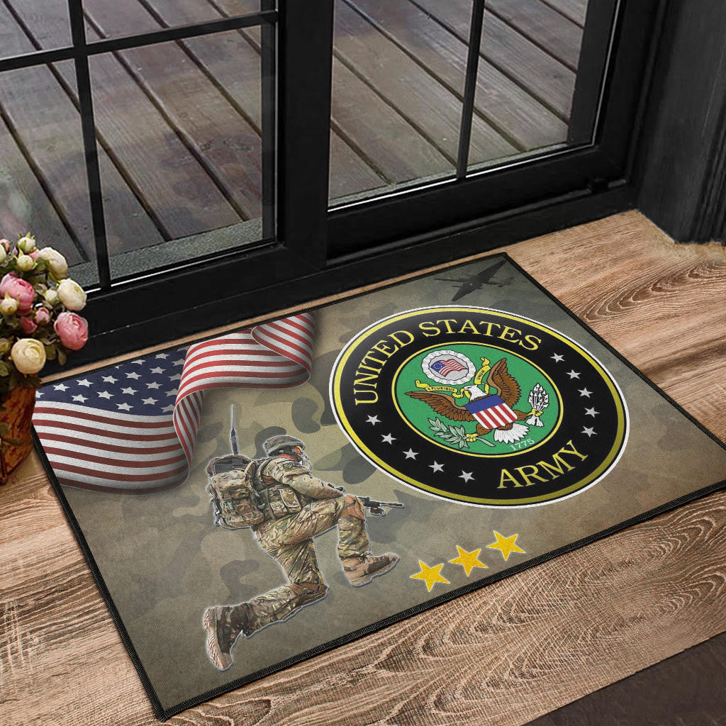 US Independence Day US Army Soldier In Battle Door Mat Home Decor