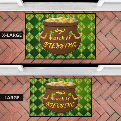 Saint Patrick's Mar 17 Blessing Pot Of Gold Coins Door Mat Home Decor