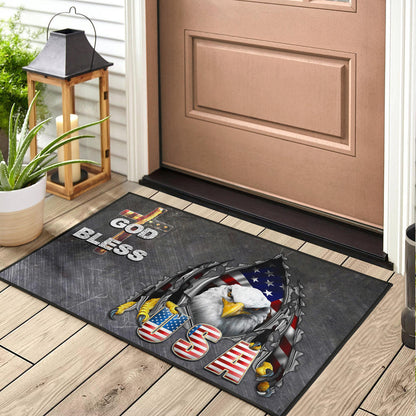 US Independence Day Eagle Emerging From Claw Scratch God Bless Door Mat Home Decor