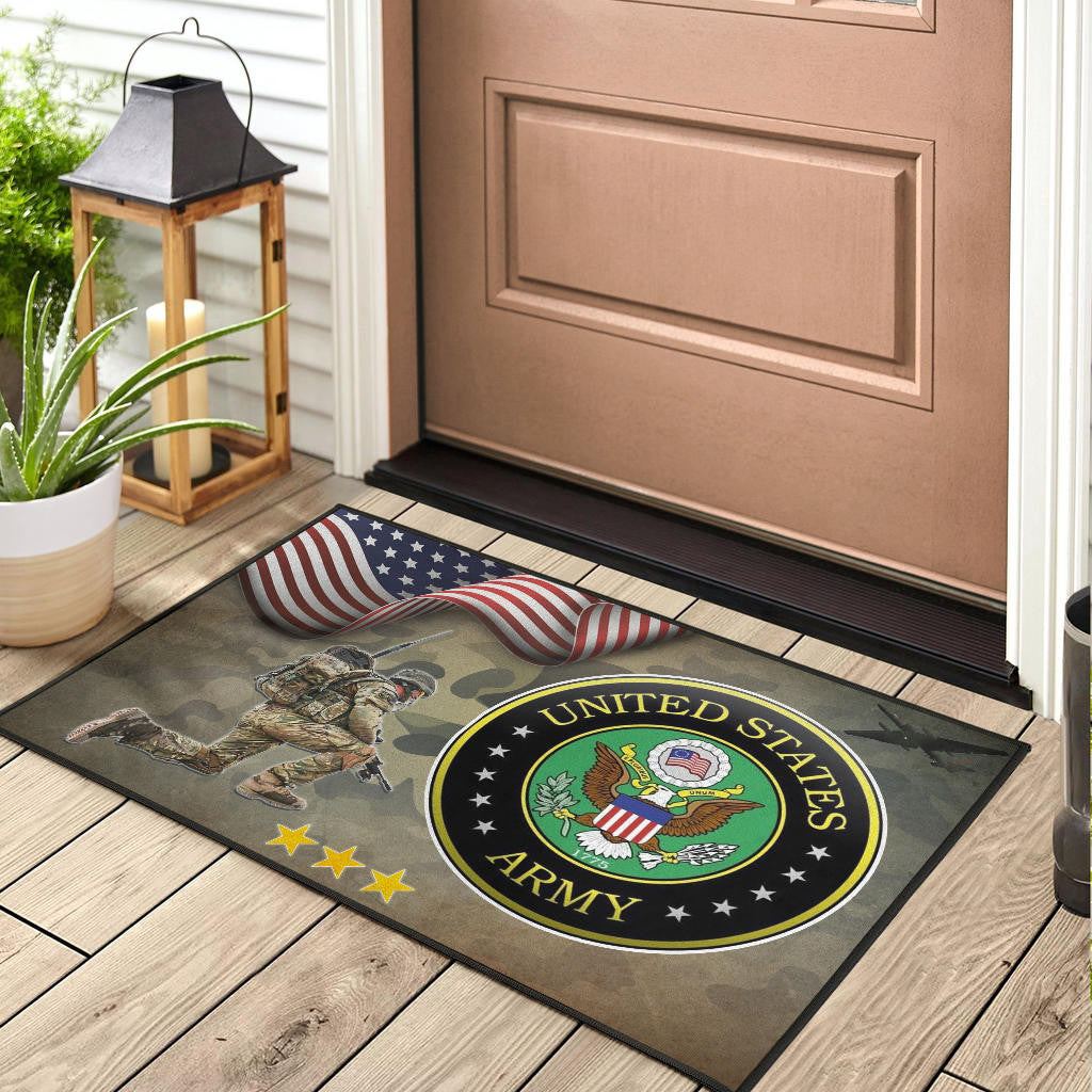US Independence Day US Army Soldier In Battle Door Mat Home Decor