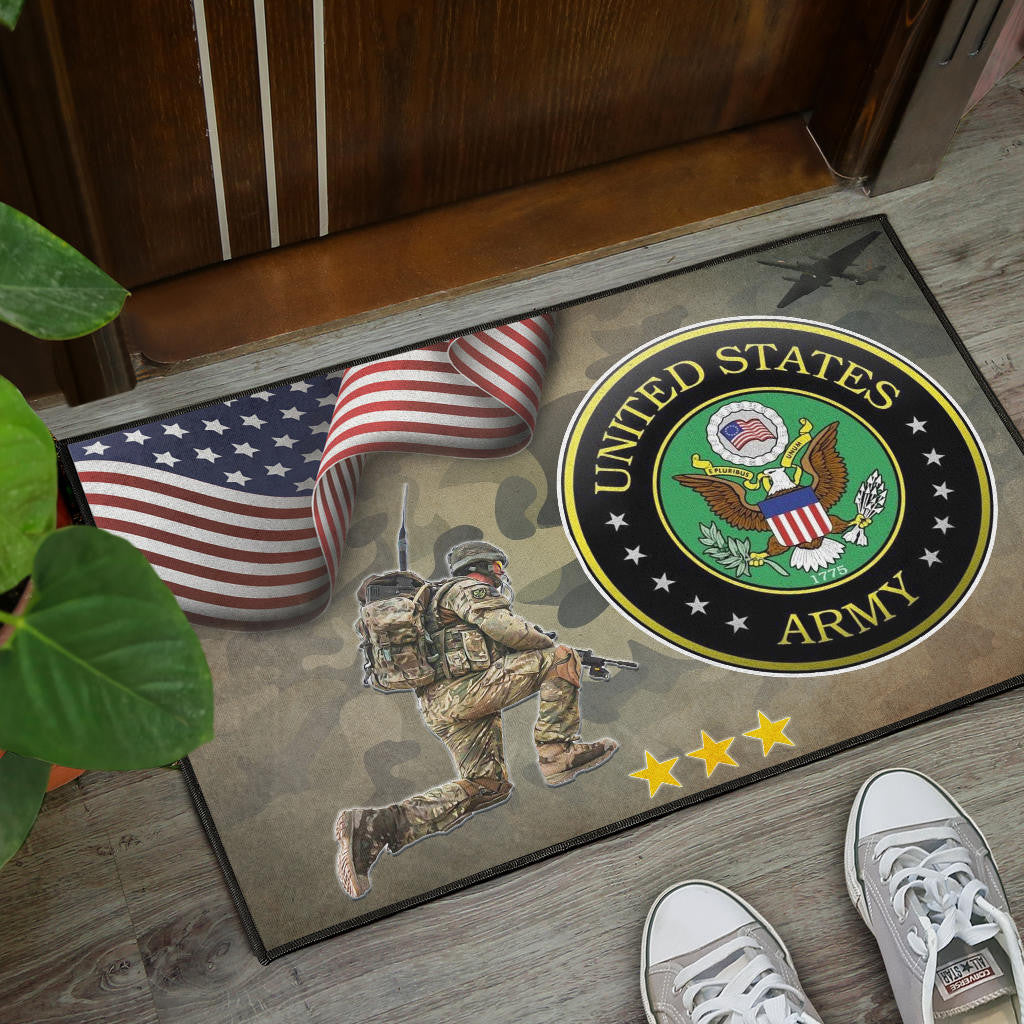 US Independence Day US Army Soldier In Battle Door Mat Home Decor