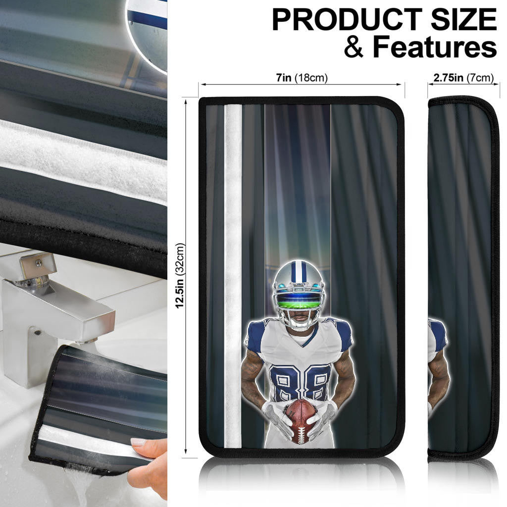 Dallas Football Cowboys American Player 88 Brown Stars Holding Rugby Ball Seat Belt Covers