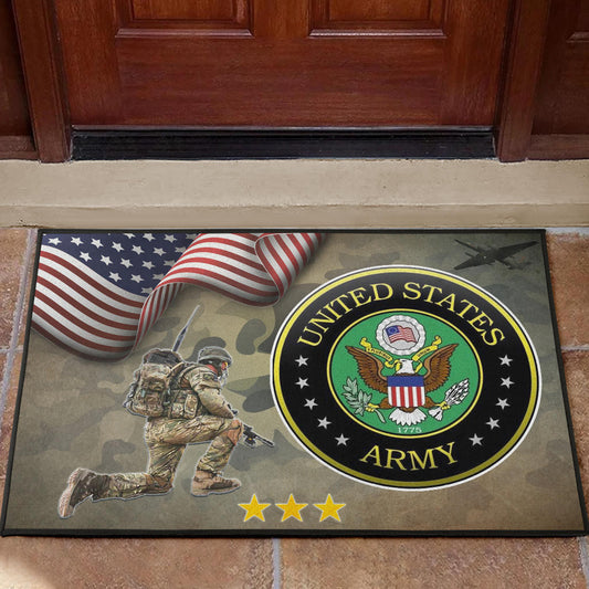 US Independence Day US Army Soldier In Battle Door Mat Home Decor